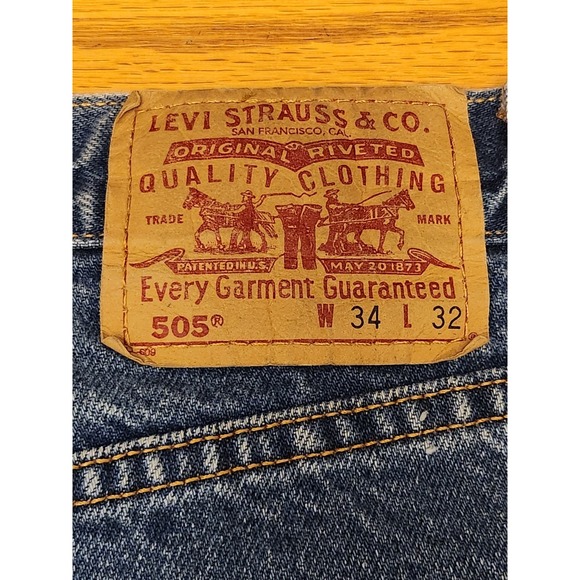 Vintage Levis 505 Jeans‎ Mens 34x32 Blue Light Wash Cotton Regular Fit - Picture 4 of 4